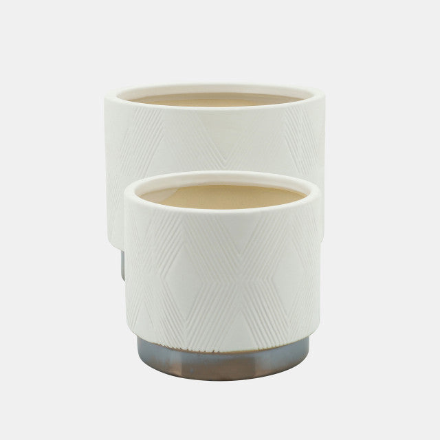 DIAMOND METALLIC WHITE PLANTER