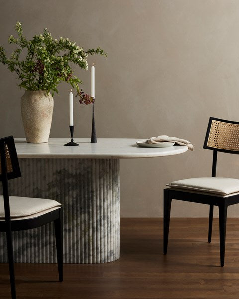 ORANDA DINING TABLE -POLISHED WHITE MARBLE -COMING SOON